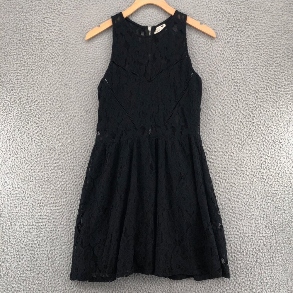 LA Hearts Dress Womens Medium Black Mini Fit & Flare Lace Overlay Party Formal